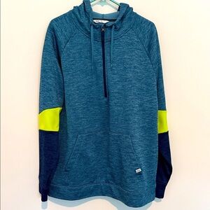 DSG Blue Quarter Zip Fleece Hoodie with Kangaroo Pocket Size XXL